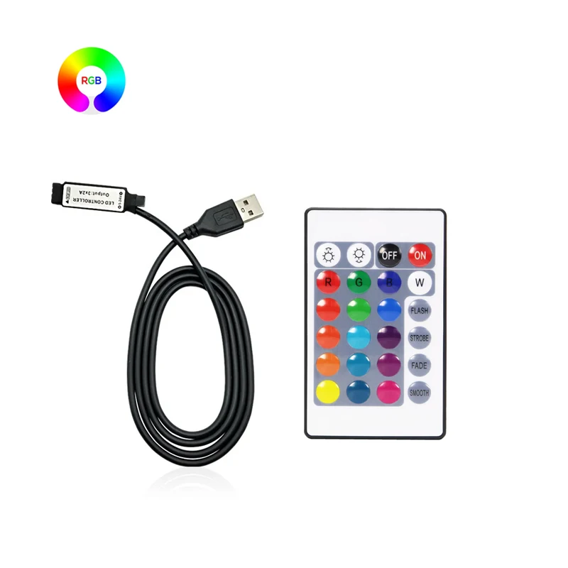 

RGB Controler 4pin Dimmable LED Lights Controller Smart 24key Remote Contol LED Controller 5V USB RGB Led Strip Light