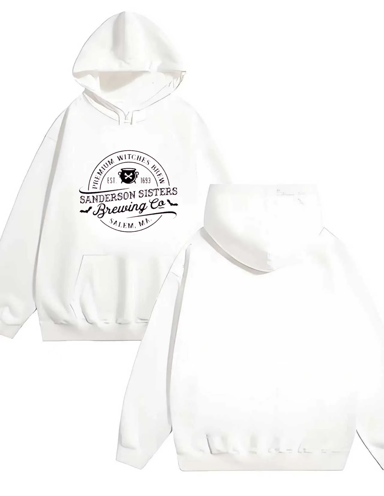 سترة بقلنسوة عصرية جديدة لعام 2025 سترة Hocus Pocus مطبوعة برسومات جرافيك للرجال والنساء سترة غير رسمية 330 جرام سترة بقلنسوة ثقيلة