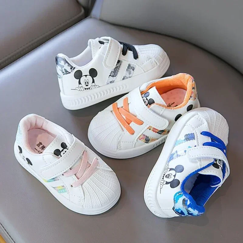 Disney White Casual Shoes For Baby Boy Girl Brand Children Sneaker Mickey Mouse Kids Sports Shoes Toddler Walking Shoes Rozmiar 25