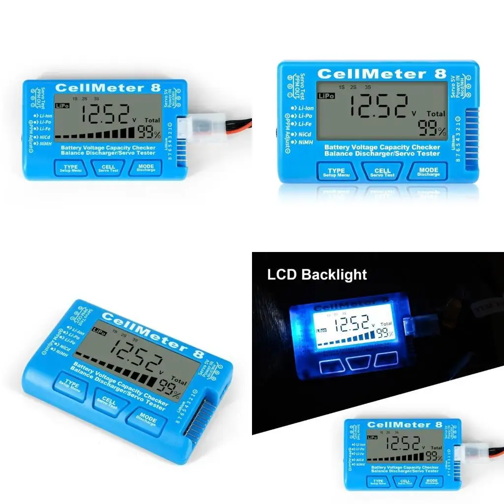 

652F LCD-CellMeter 8 Battery Capacity Checker Balance Discharger Servo-Tester
