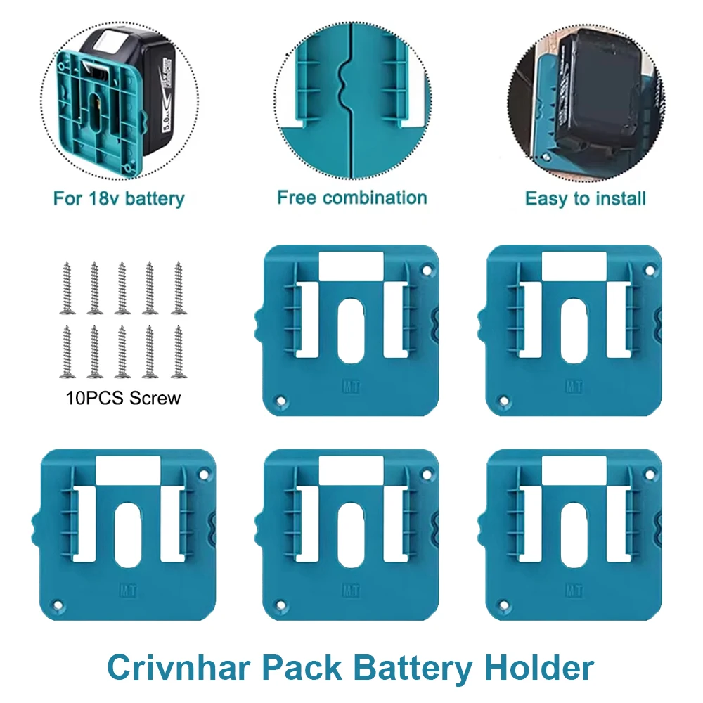 5PCS Battery Holder for Makita 18V Li-ion Battery Tools Machine Holder Storage Rack Wall Mount for BL1860 BL1850(No Battery)