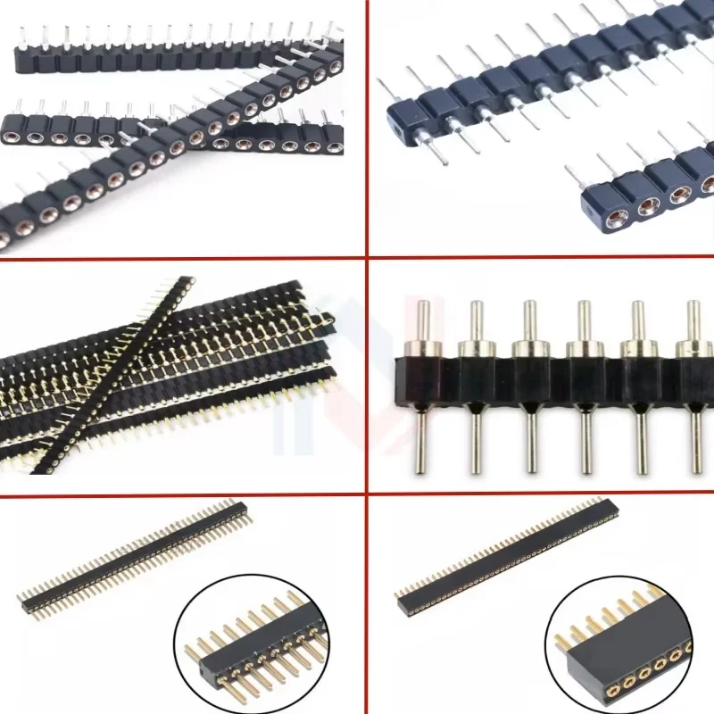 1x40P 1.27mm 2.0mm 2.54mm Round Hole Male Tin Gold Female Pin Header Single Row 0.1