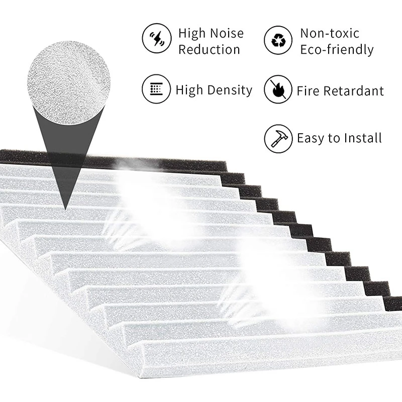 Tablero de espuma acústica de 12 piezas, cuñas de aislamiento acústico, almohadilla de aislamiento acústico, para sala de juegos de techo de estudio, 2,5x30x30cm