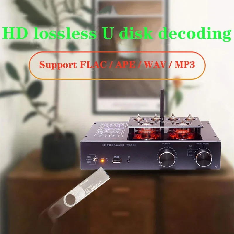 6922 Line Tube Preamplifier Bluetooth 5.2 6N2*3 6K4*3 Tube HIFI Preamplifier Vinyl Turntable Amplifier UBS Music Turntable