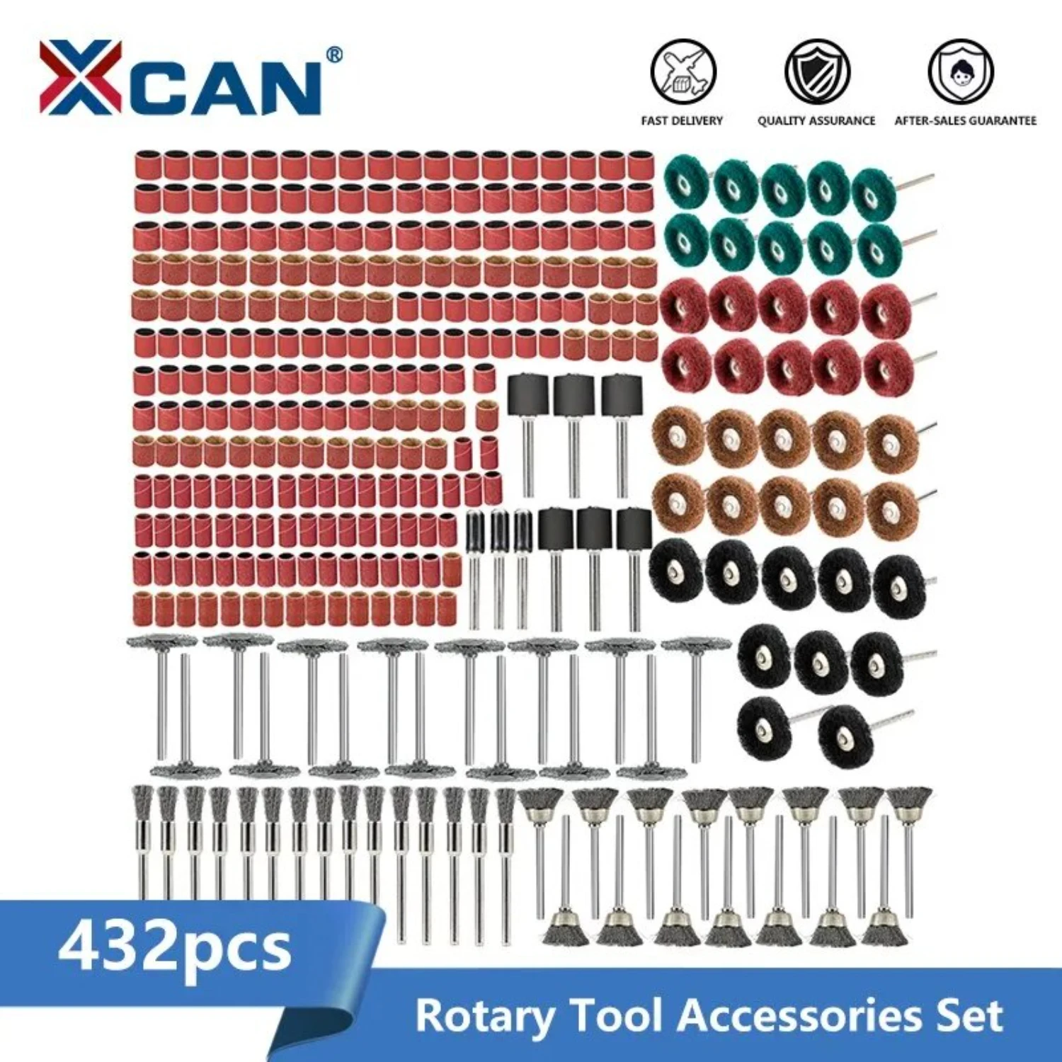 Complete Abrasive Finishing Rotary Tools Set - Essential Polishing Kit with 423pcs of Sanding Bands, Stainless Steel Wire Brush 