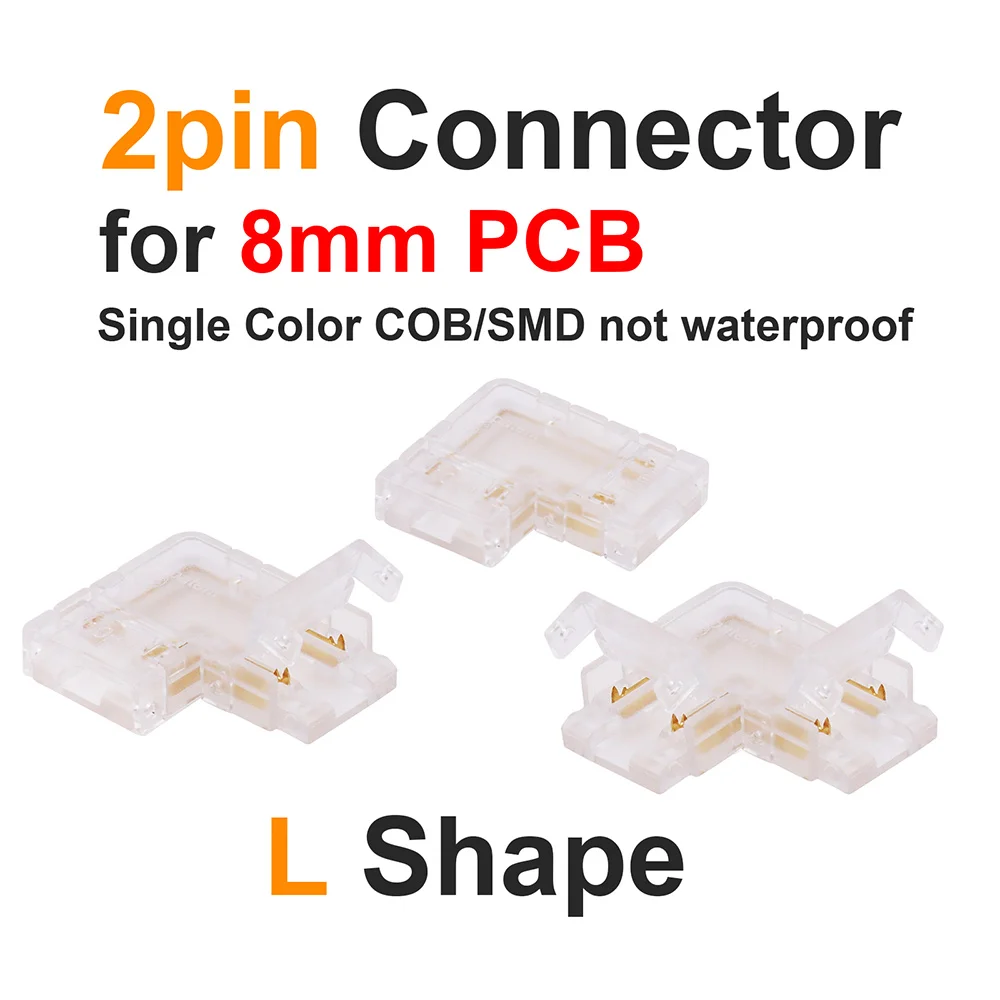 5V 12V 24V LED COB Connector I L X Shape 2pin 4pin Solderless Corner Clip for 8mm 10mm PCB COB/SMD LED Strip Lamp Not Waterproof