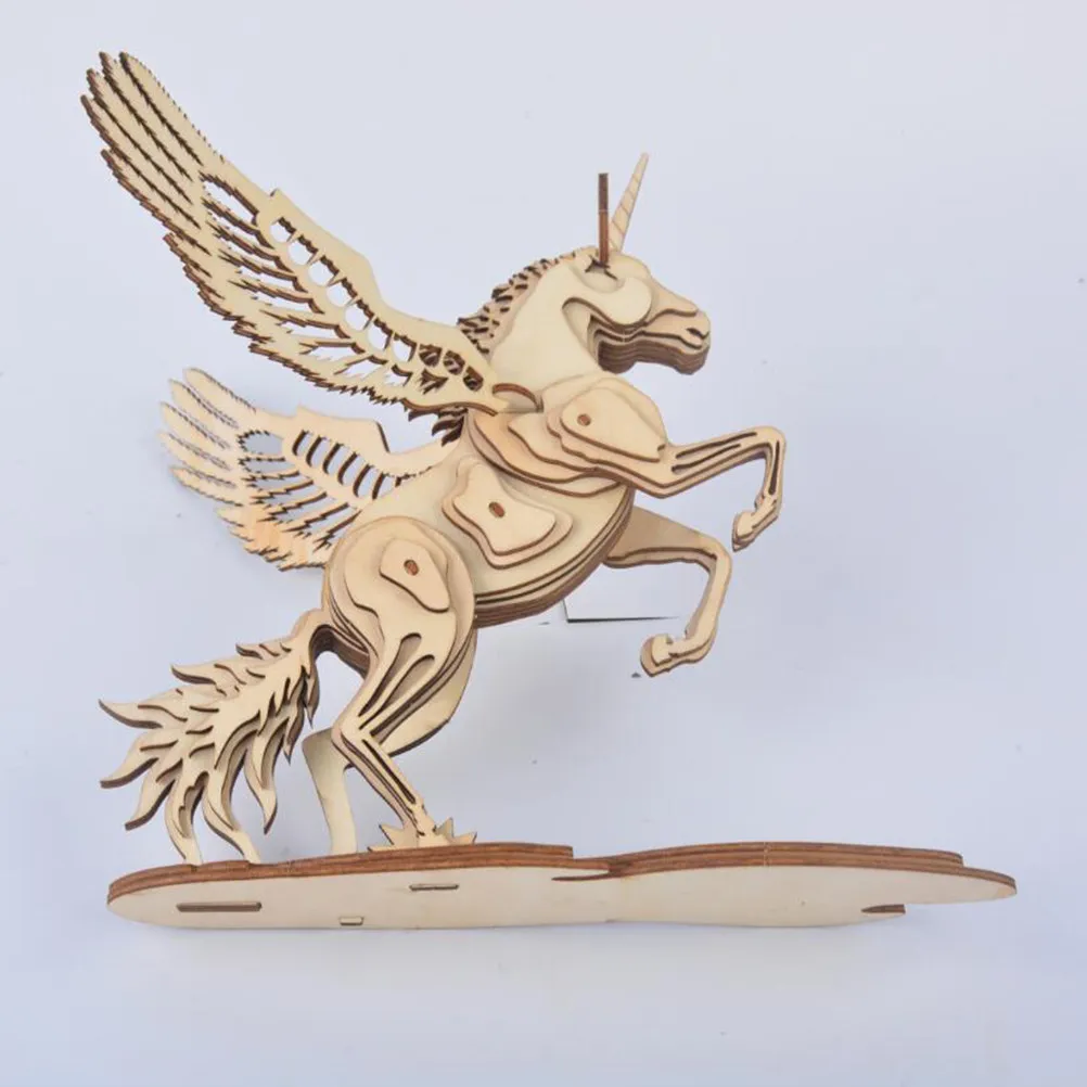 

Unicorn Puzzle 3D Wooden Diy Educational For Kids Building Set Wooden Puzzles For Children Development Learning