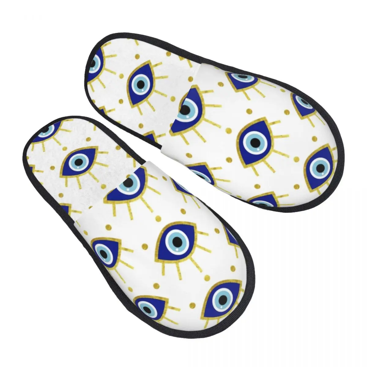 Custom Mediterranean Evil Eye Protection Soft Memory Foam House Slippers Women Spiritual Amulet Cozy Warm Anti-Skid Slipper