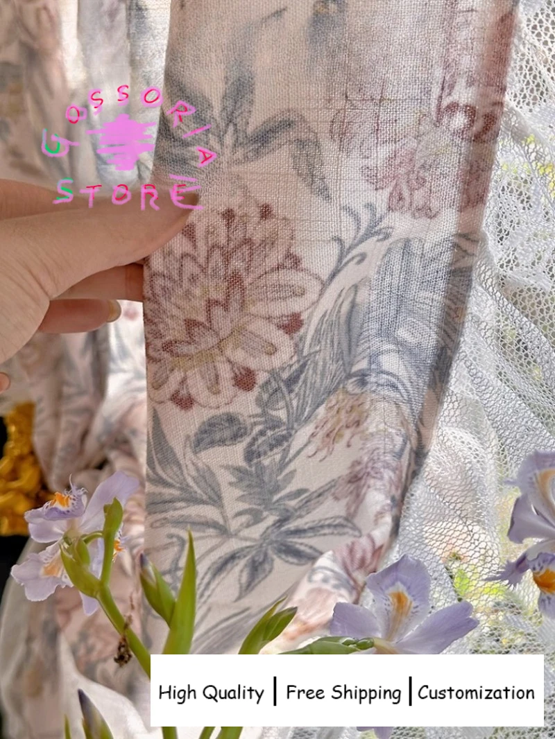 

Sample Custom French Retro Printed Curtains for Living Room Countryside Fresh Lace Half Curtain Bedroom Shading Window Drapes