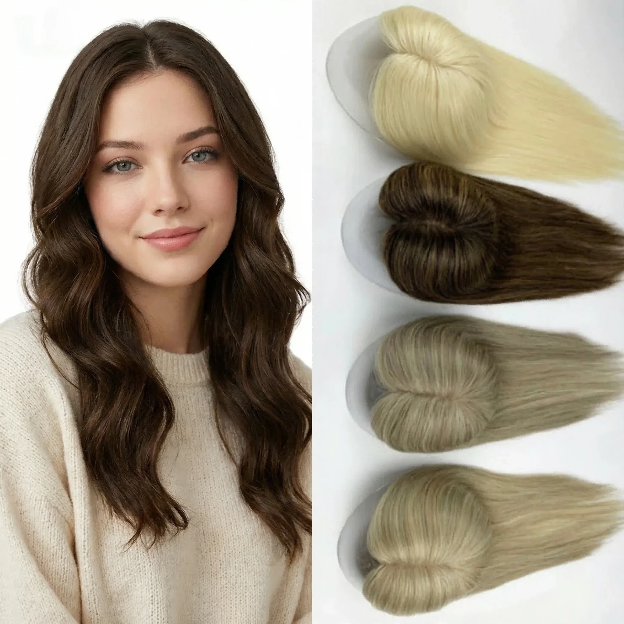 

Luxury Mono Topper for Women | 100% Virgin Hair | Ultra Dense | No Shedding | Choose Color & Size | Hairpiece