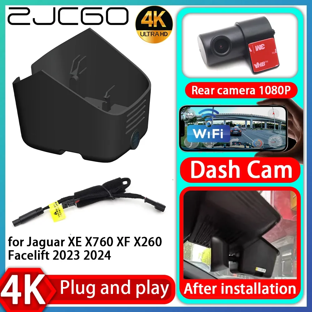 ZJCGO UHD 4K 2160P Plug and Play DVR Dash Cam UHD Video Recorder for Jaguar XE X760 XF X260 Facelift 2023 2024