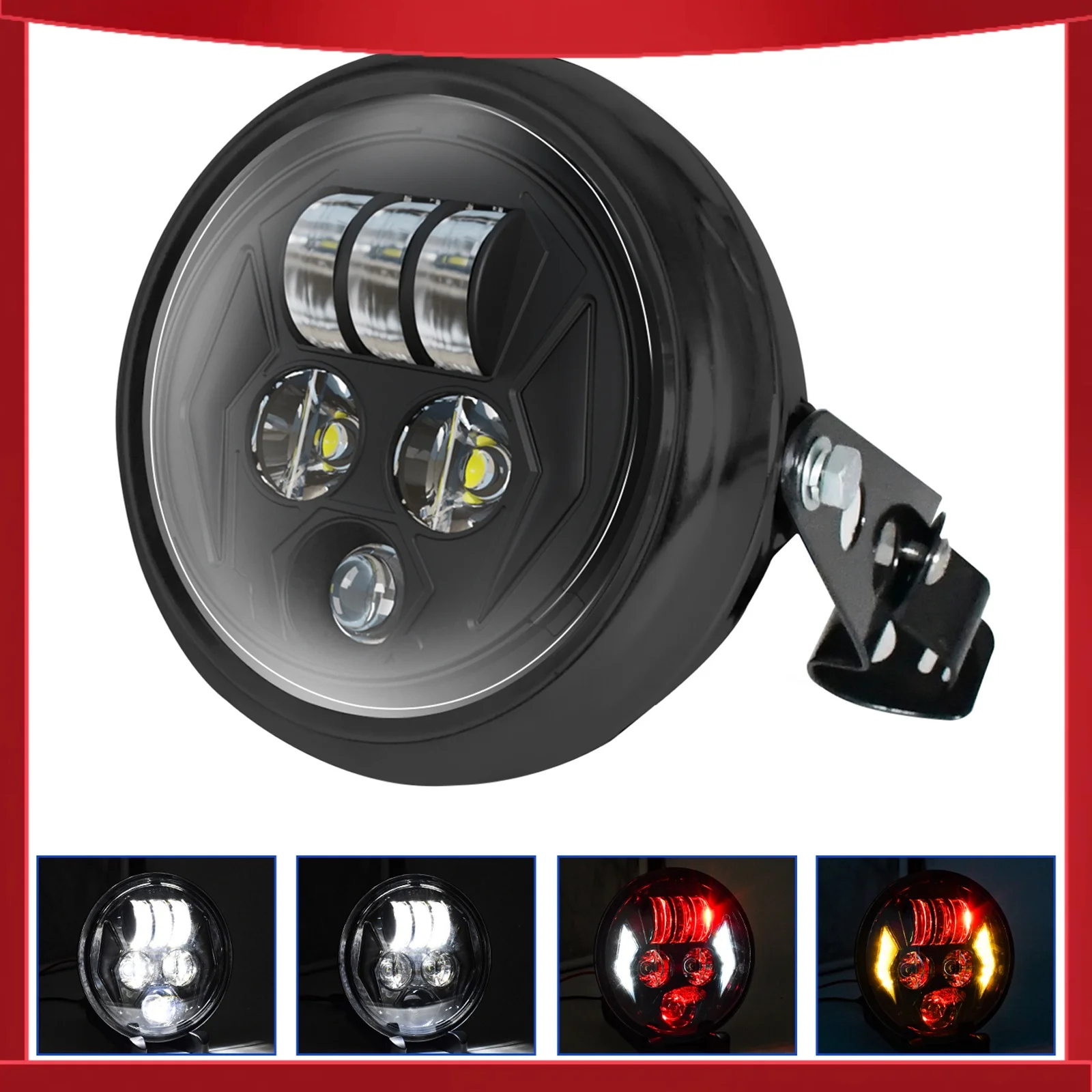 

5.75 Inch Motorcycle LED Headlight with Housing Bracket High Beam/Low Beam/DRL/Turn Signal 1 Pack