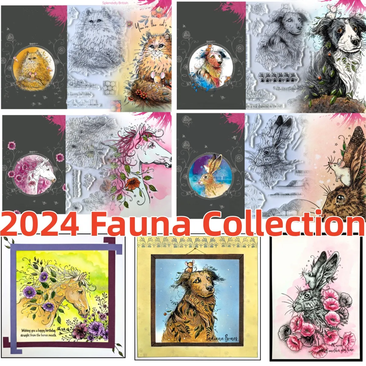 

2025 Fauna Dog Cat Horse Rabbit Clear Stamps Metal Cutting Dies DIY Decorating Scrapbook Paper Card Album Embossing Craft Die