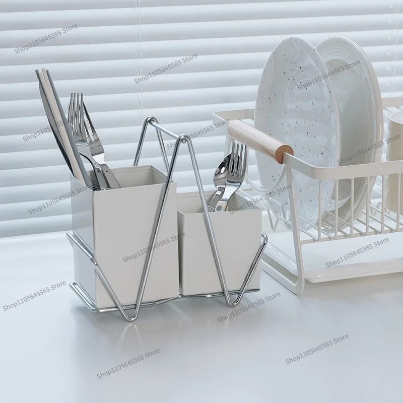 For Household Kitchen Countertop Chopsticks Spoons Cutlery Storage Box Chopsticks Drain Rack