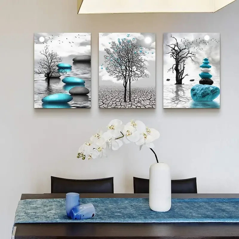 Canvas Wall Art for Living Room Wall Decor for Bedroom Bathroom Black and White Paintings Modern 3 Piece Framed Canvas Art Print