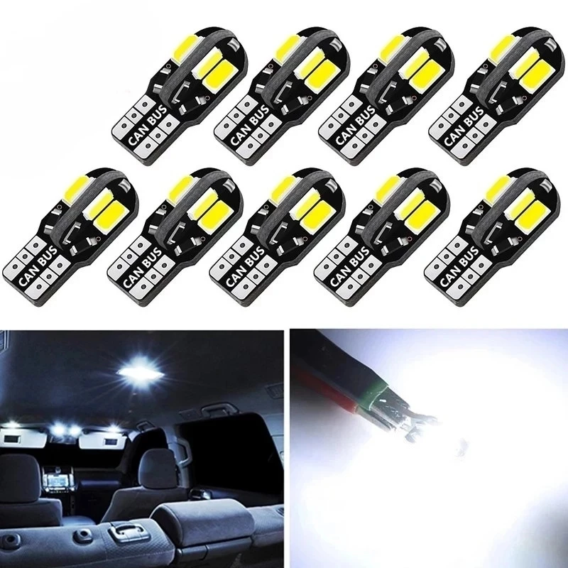 

2/10PCS Car Interior Bulb W5W T10 LED 5730 8SMD Canbus Error Free 12V 194 168 Map Dome Lights Parking Light Auto Signal Lamp