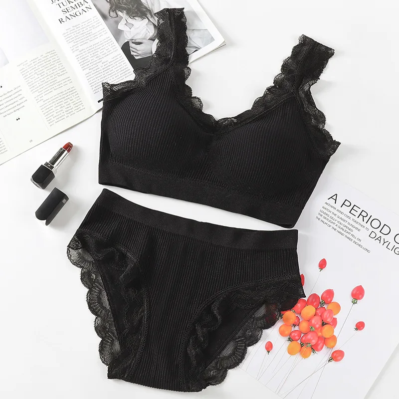 Lace Girls' Bra Set with No Steel Circles, Underwear, Underwear, Two Piece Set image 3