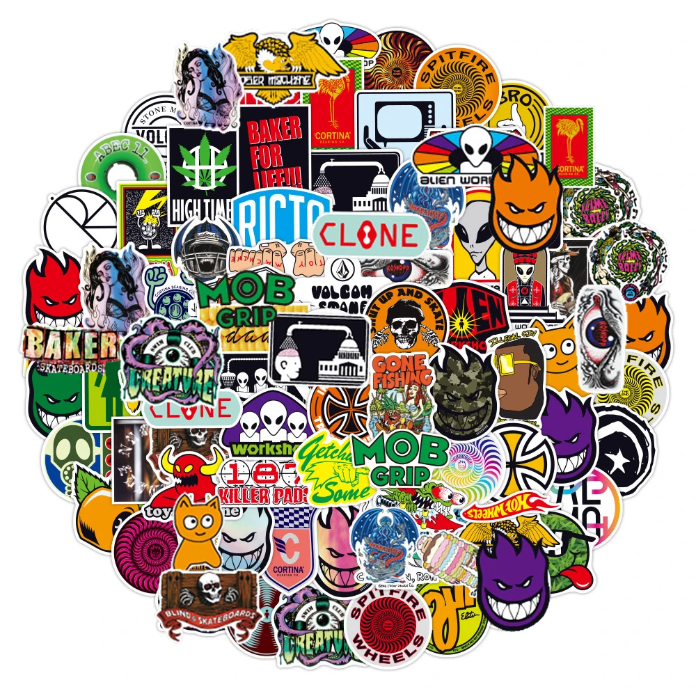 10/30/50/100Pcs Fashion Brand Logo Stickers Decals Waterproof DIY Computer Luggage Stationery Fridge Cool Cartoon Stickers Toys