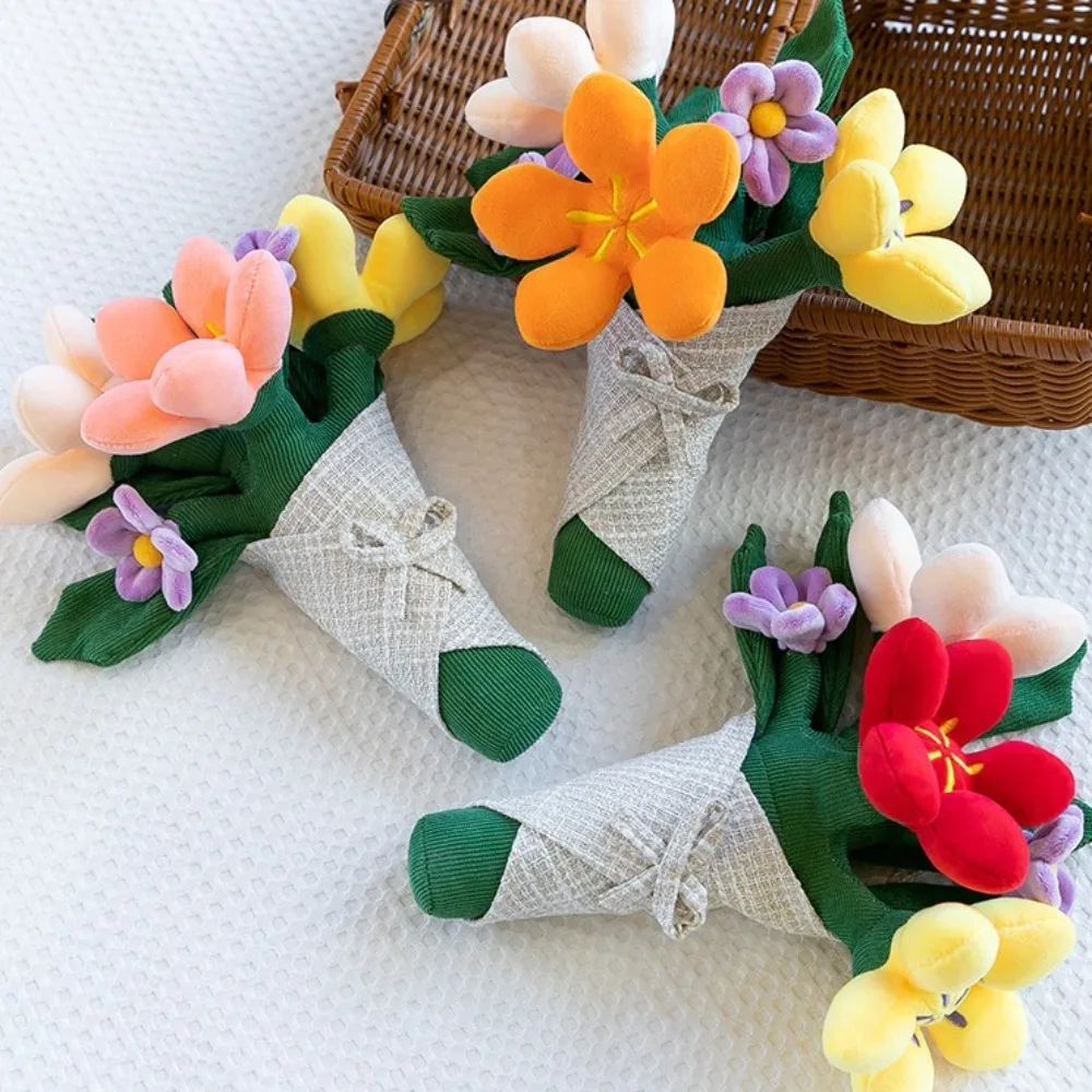 PP Cotton Hand Holding Flowers Funny Flower Tulip Potted Plush Toy Ins Holding Flowers Succulent Plush Plants Room Ornament