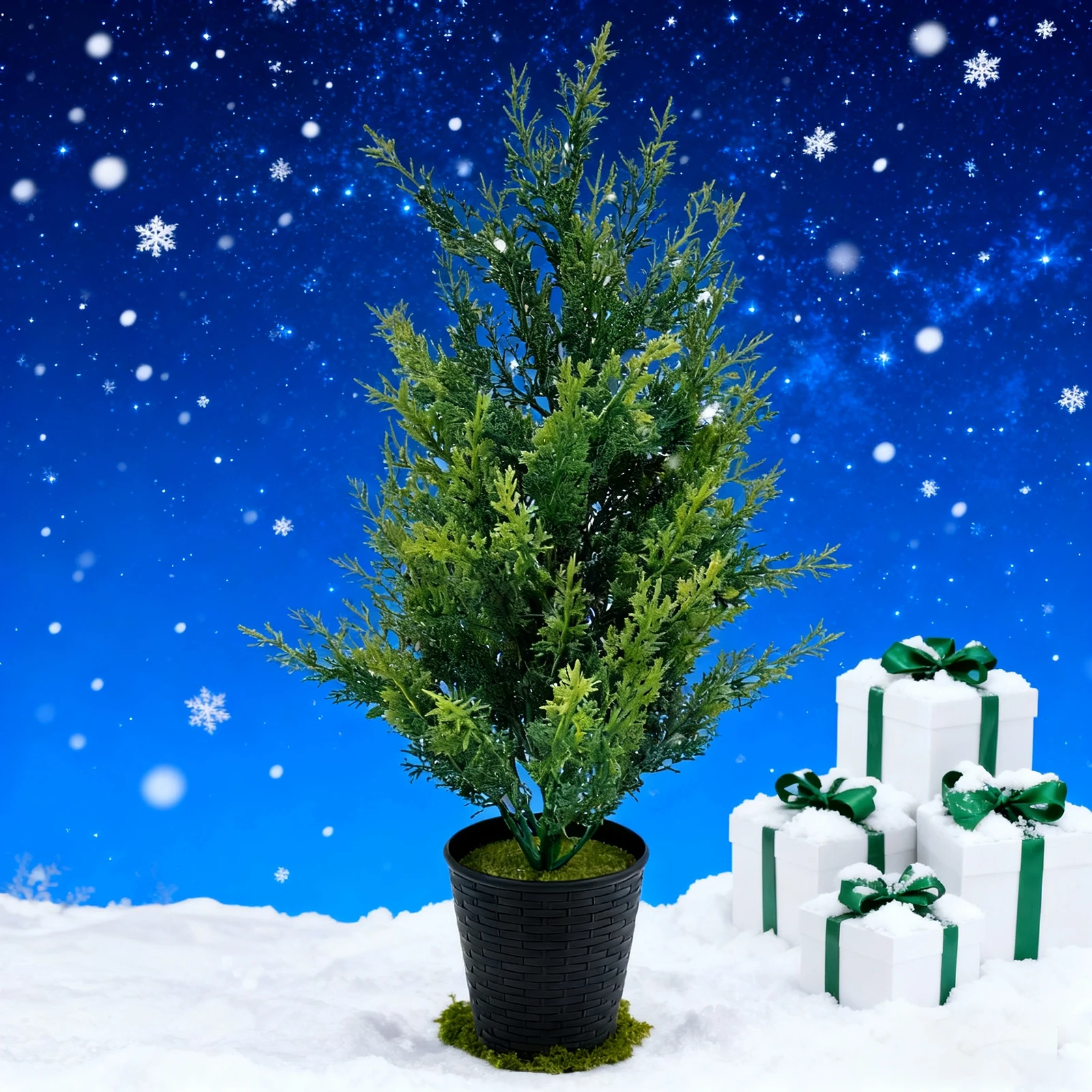 شجرة عيد الميلاد بوعاء زخرفة الاصطناعي بوعاء شجرة عيد الميلاد الحلي الاصطناعية شجرة عيد الميلاد الباب الأمامي ، الممر ، ديكور الشرفة #5