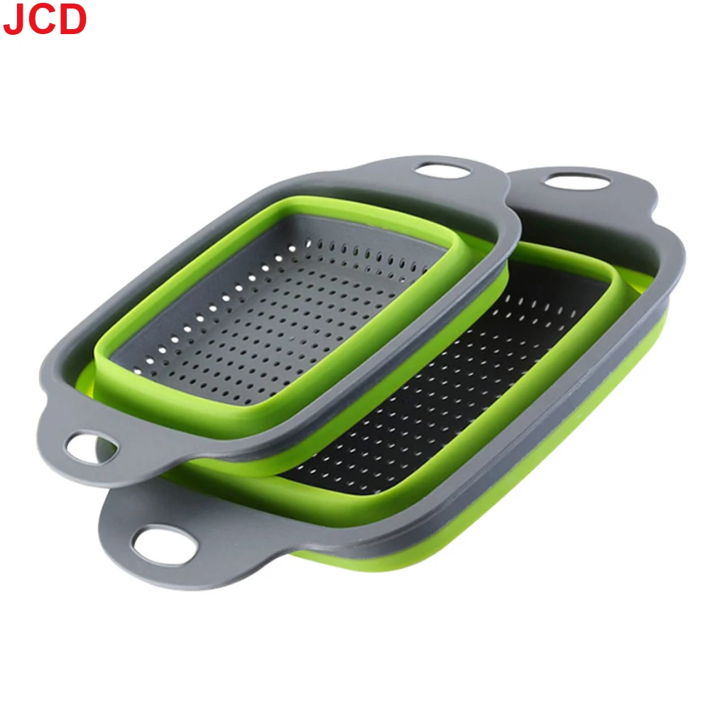 Silicone Folding Drain Basket Fruit Vegetable Washing Basket Kitchen Storage Tool Foldable Strainer Colander Collapsible Drainer