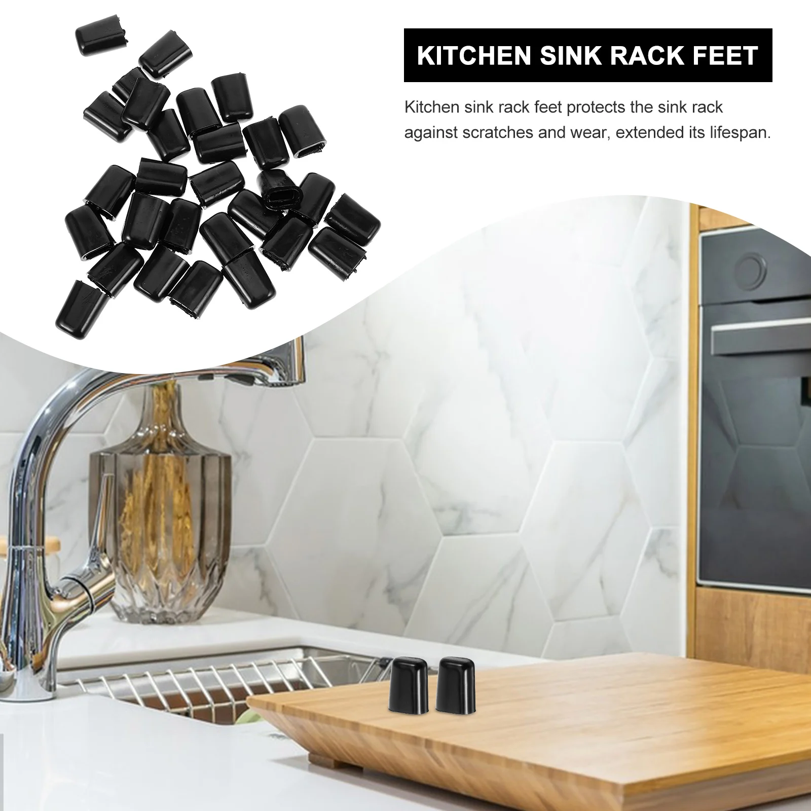 

30pcs Feet Kitchen Rack Bumpers Replacement Black Pvc Non-Slip Foot Pads Shock Absorption Rack Protectors Grid Feet For Bottom