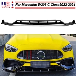 For Mercedes Benz W206 S206 AMG C Class 2022-2024 C63 Look Glossy Black Front Bumper Lip Front Splitter C200 C260 C300 C43