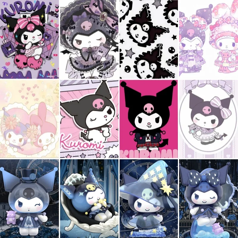 Sanrio DIY full diamond diamond painting cartoon Kuromi mosaic paste cross stitch set living room bedroom decoration painting