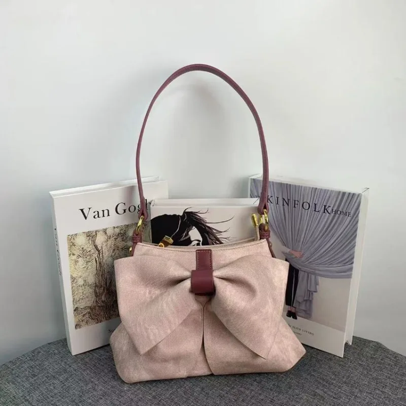 

Оригинальная женская сумка с бантом, летняя японская пасторальная ниша, высококачественная интернет-знаменитость, большая вместительная милая сумка через плечо