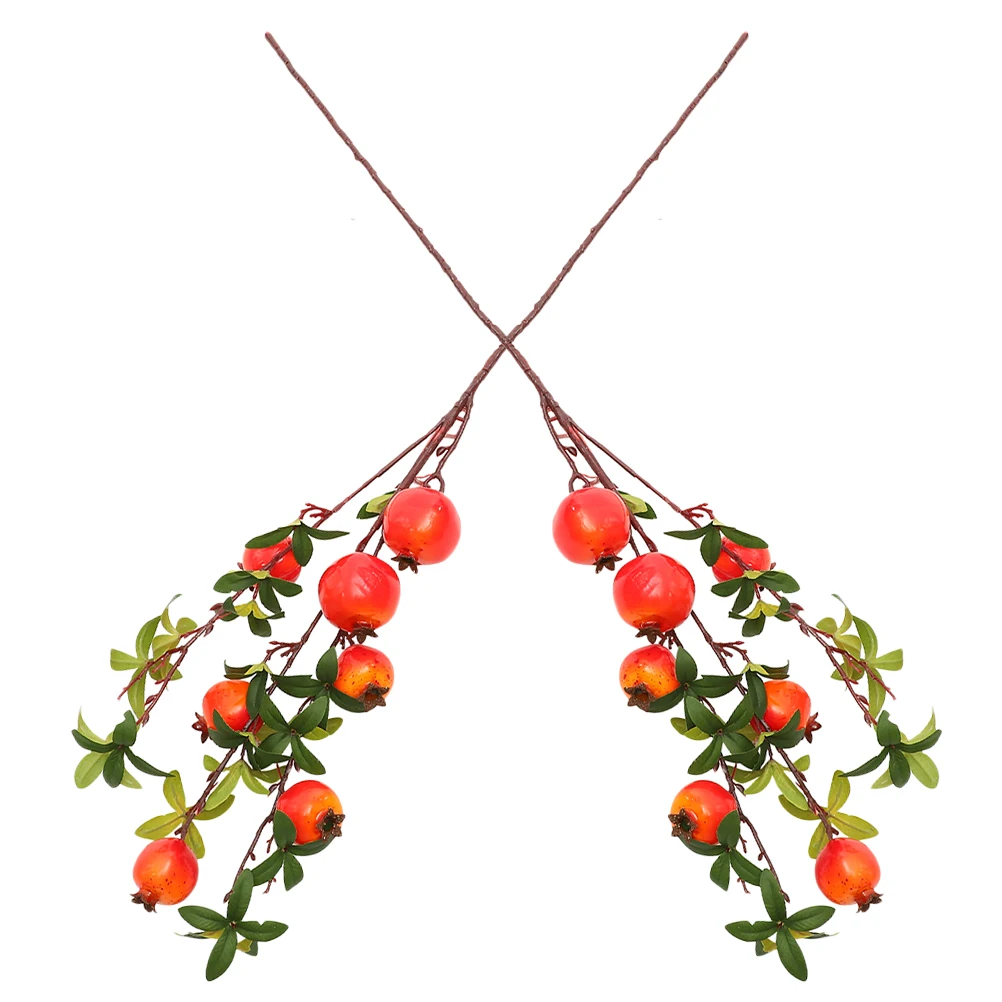 

2pcs Artificial Pomegranate Fruit Branches Fake Berries Stems For Home Decor Vase Filling Ornament Party Photo Prop Wedding