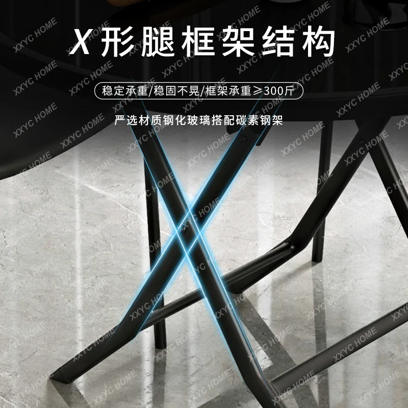 Dining table household small apartment square table roundtable small folding table outdoor diningtable tempered glass folding