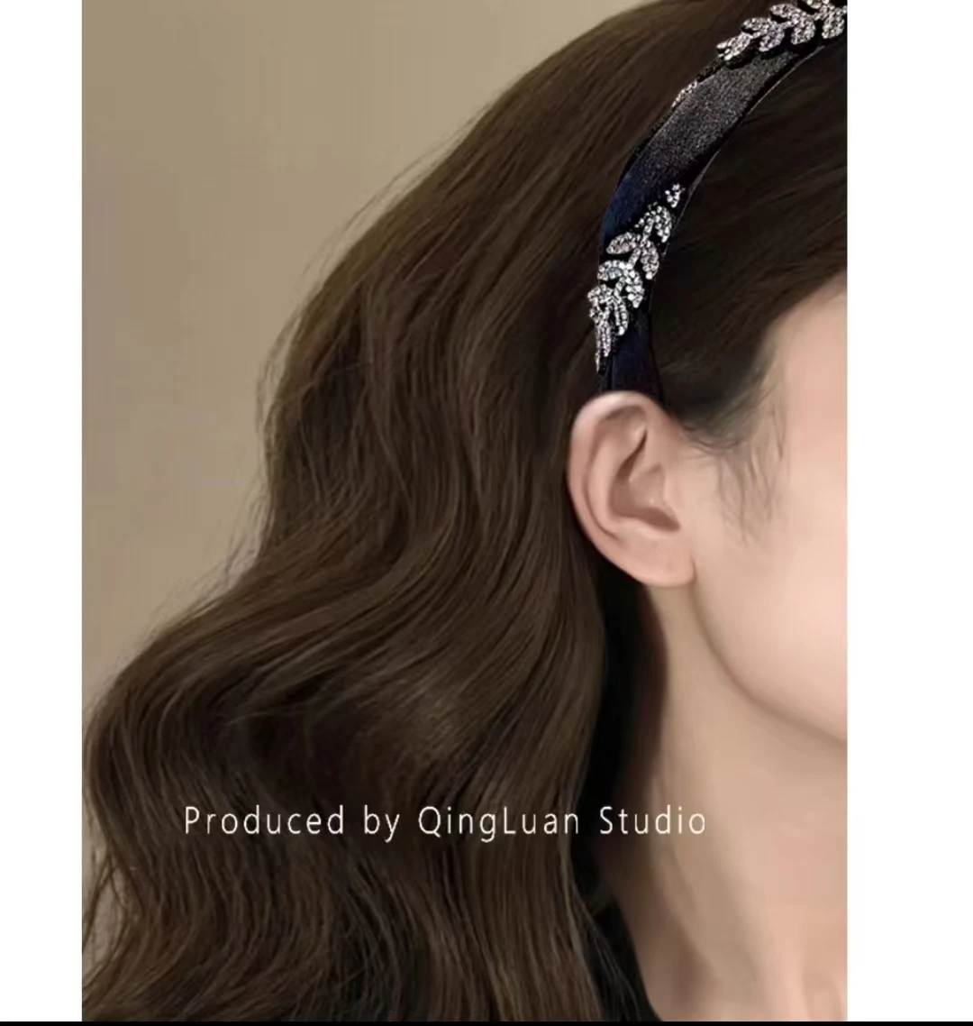 

Fashionable Wheat Ear Hair Accessories Braided Headwear New High J-Sensory Black Temperament Rhinestone Simple Hairband