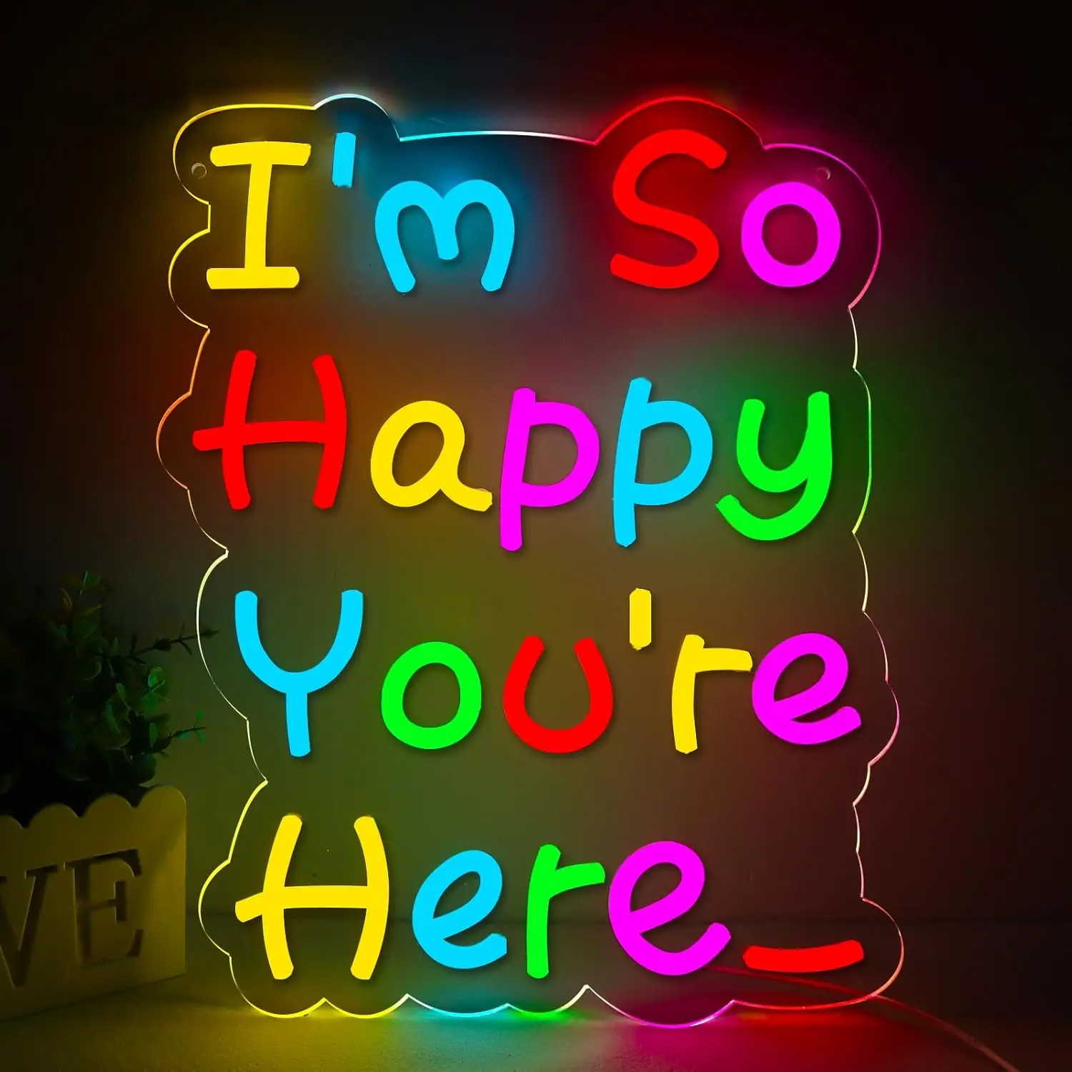 

I'm So Happy You're Here Neon Sign USB Powered Welcom LED Neon Light Classroom Kids Room Wedding Party Bedroom Decoration GIft