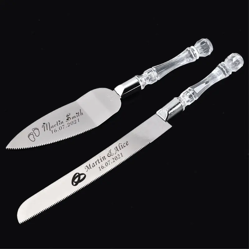 1 Set Personalized Cake Knife Engraved Party Decoration Knife Serving Set Customized Cake Knife & Shovel Wedding Cake Cutter