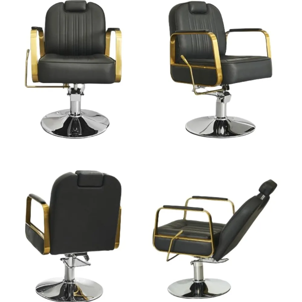 เก้าอี้ตัดผมสไตล์วินเทจ ปรับระดับความสูงและเอียงได้ สำหรับใช้ได้ทั้งชายและหญิง พร้อมเบาะหนังเทียม