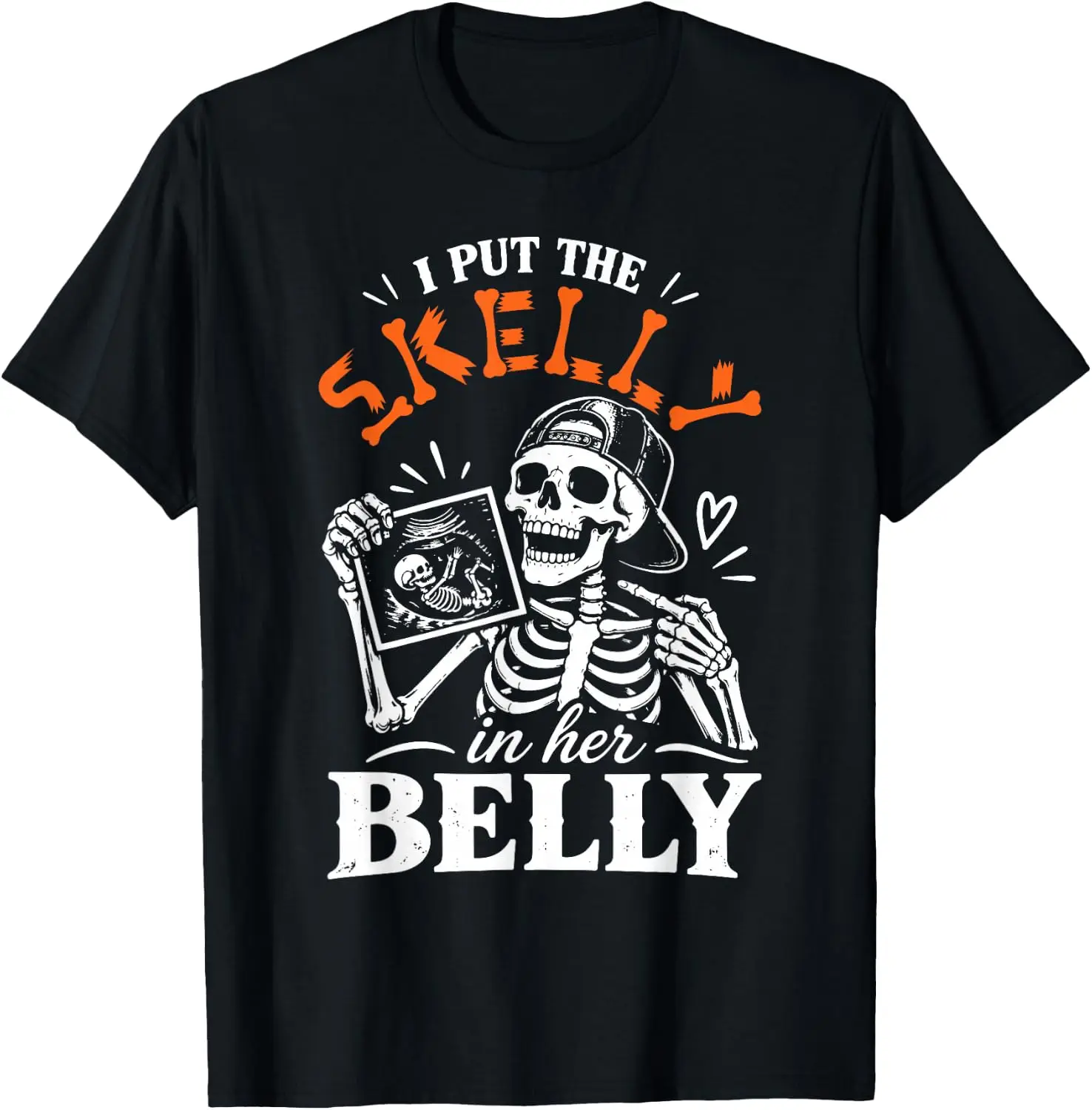 I Put The Skelly In Her Belly Halloween Matching Couples T-Shirt Premium heavyweight pure cotton—stylish, versatile, and unisex; a perfect Christmas gift suitable for year-round wear.