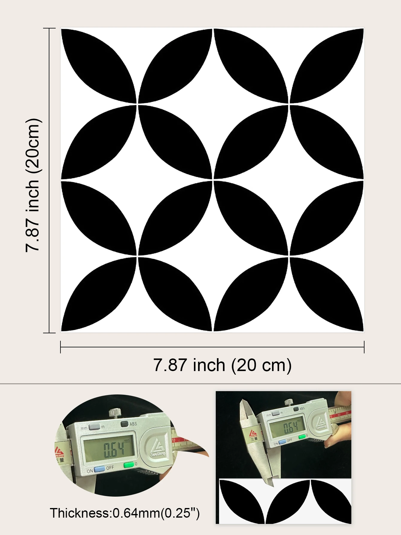 6pcs Square Floor Tiles Peel and Stick PVC Wall Stickers Waterproof Anti-skid Floor Sticker for Home Renovation