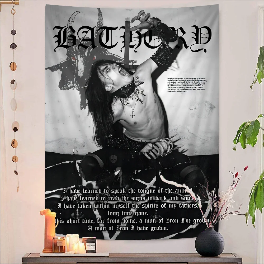 Bathory Quorthon Retro Heavy Metal Music Band Singer Anime Tapestry Hanging Tarot Hippie Wall Rugs Dorm Wall Hanging Sheets