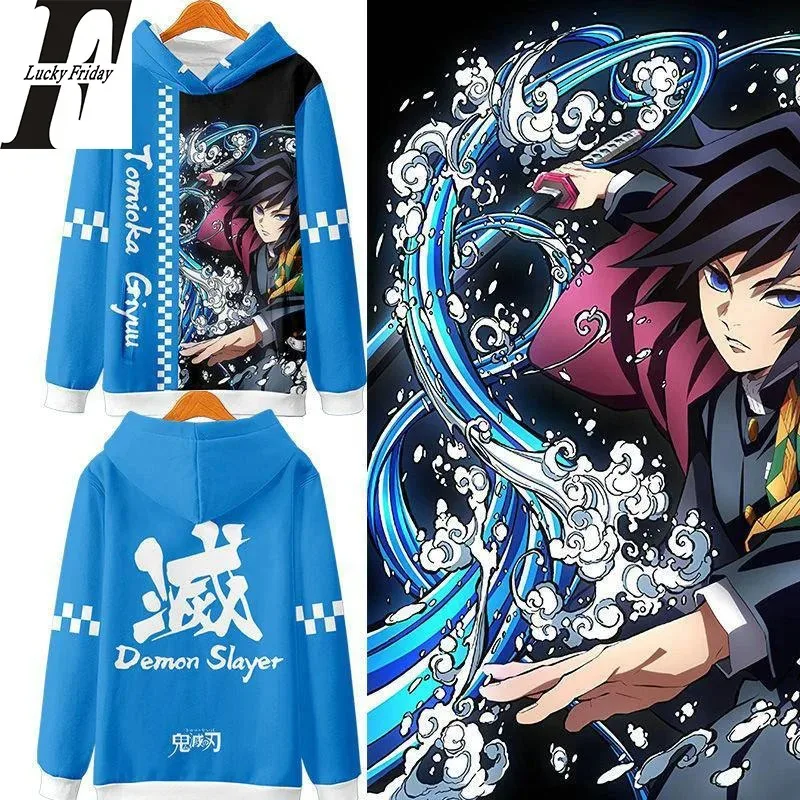 

Anime demon slayer tomioka giyuu 3d hoodies men women's cosplay sweaters hooded long sleeve unisex sweater hooded clothes