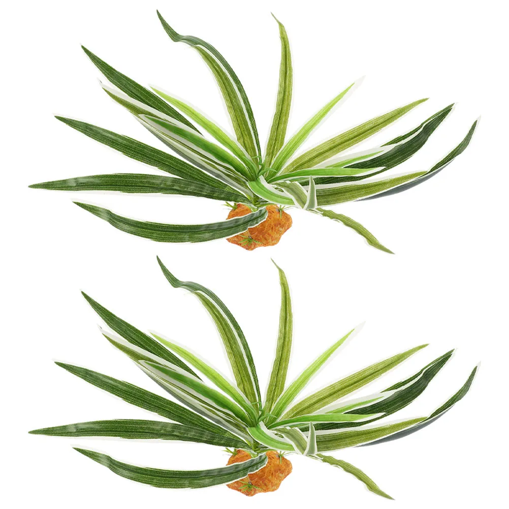

2Pcs Decorative Plant Lifelike Simulation Reptile Terrarium Plant Artificial Tank Climbing Pet Supplies Ornament