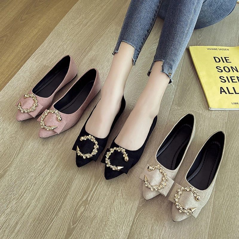 

New Luxury French Designer Pointed-toe Dress Shoes for Women, 2026; Women's Metallic Fashion Comfortable Low-heeled Loafers.