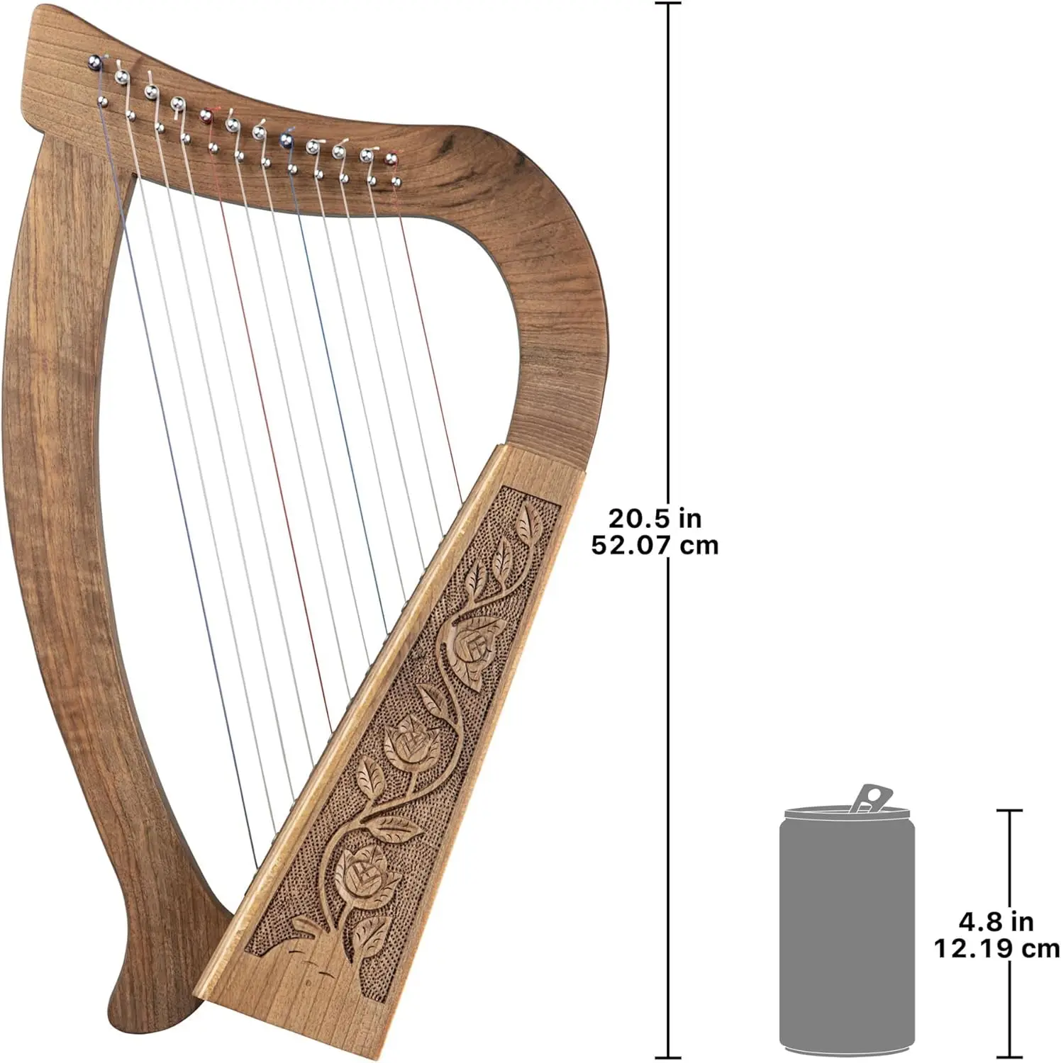 Harfeninstrument und Display, 50,8 cm, Walnuss und Birkenholz, Natur