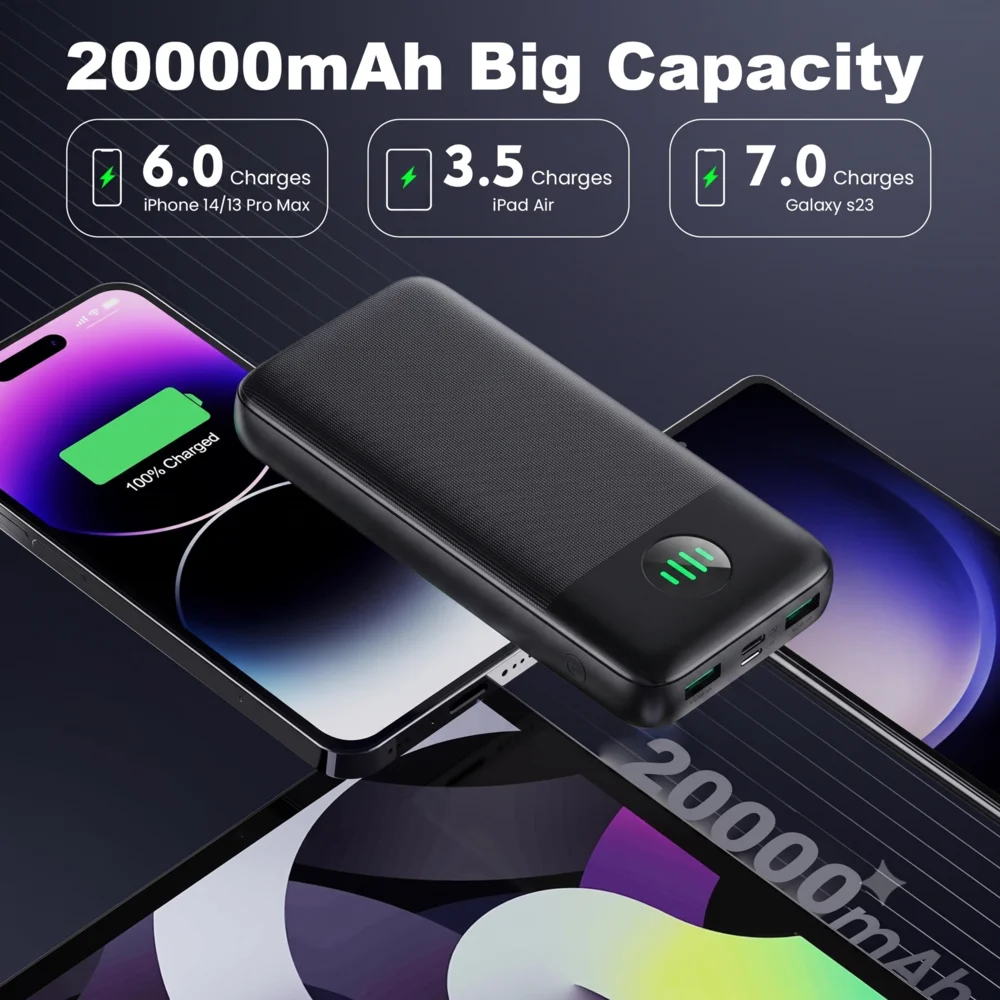 Power Bank 20000mAh PD 22.5W Fast Charging Phone External Battery Powerbank Portable Charger for Xiaomi Poco iPhone Samsung iPad