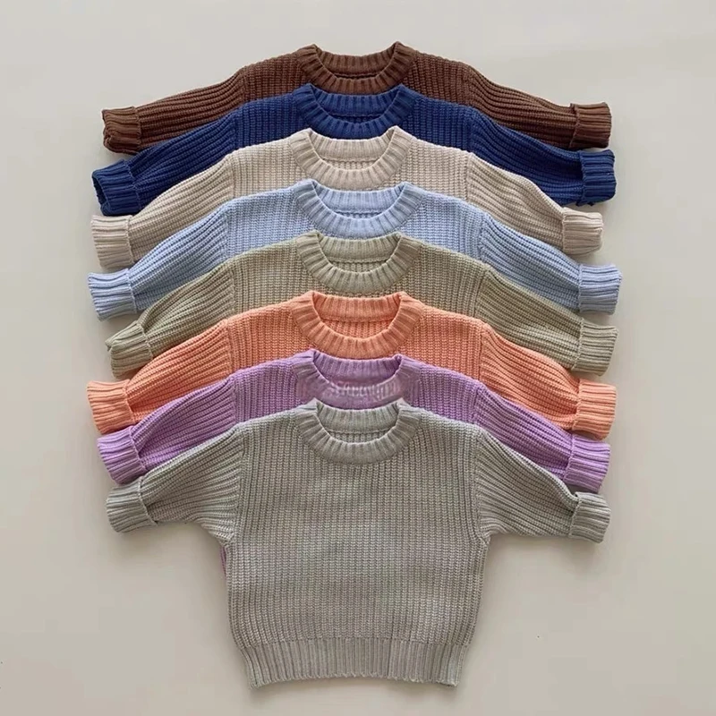 0-6Yrs Baby Jungen Pullover Frühling Herbst Kinder Einfarbig Grundlegende Warme Stricken Pullover Kinder Mädchen Baby Pullover Pullover Kleidung
