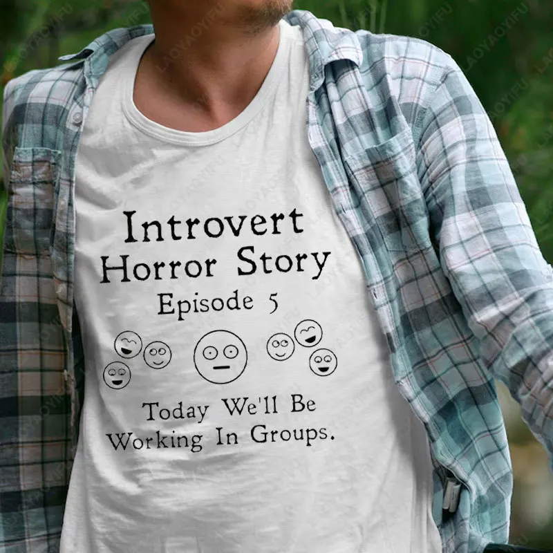 

Забавная интровертная студенческая школьная футболка с юмором для мужчин и женщин, уличная одежда, топы, летняя дышащая повседневная одежда, модные кофточки