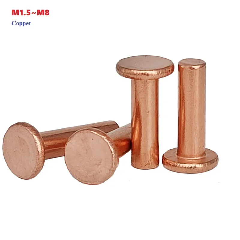 M1.5 M2 M2.5 M3 M4 M5 M6 M8 Purple Copper Solid Rivets GB109 Flat Head Copper Nails Hand Knockout Willow Nail