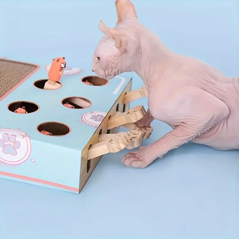 Interactive Cat Toy with Scratching Board Fun Hamster Machine Game for Kittens and Pets