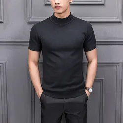 Mrmt 2024 brandneue Herren pullover reine Farbe halbhoher Kragen Herren pullover Stricken für männliche halb ärmel ige Herren pullover Tops