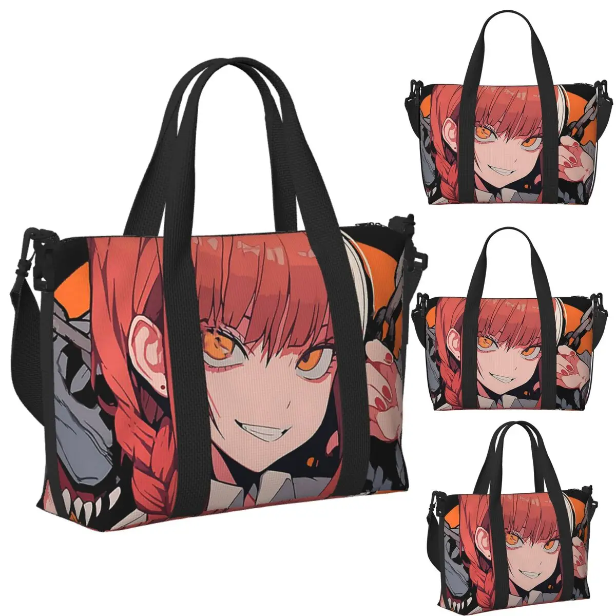 

Custom Makima Chainsaw Man Beach Travel Bag Large Capacity Tote Bags for Gym Sport Women Shopping Duffle Shoulder Bag