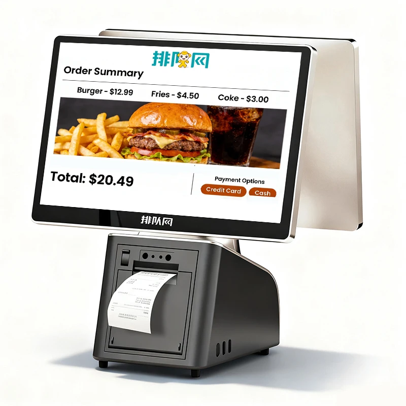 S300 Dual Touch Screen All in One Pos Systems with Printer for Fast Food Restaurant windows Cash Register Machine